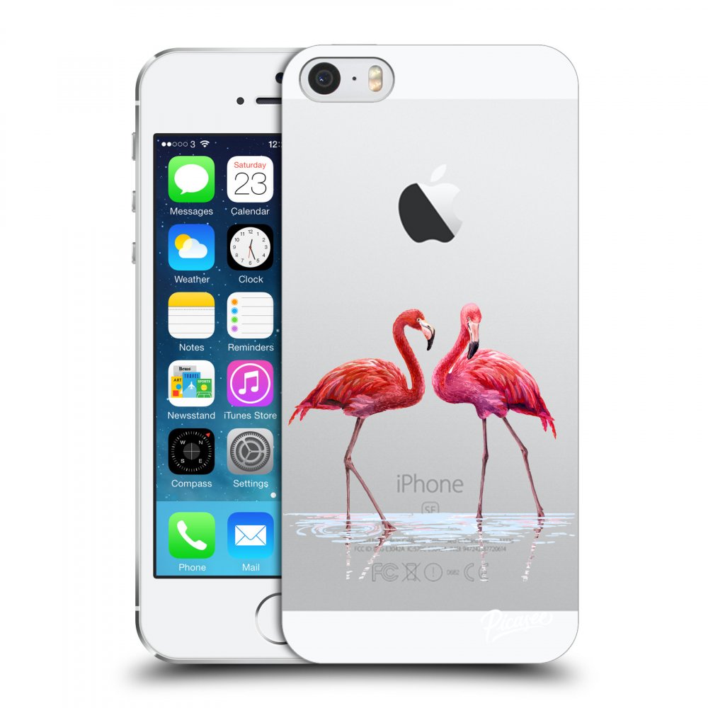 Silikonska Prozirna Maskica Za Apple IPhone 5/5S/SE - Flamingos Couple