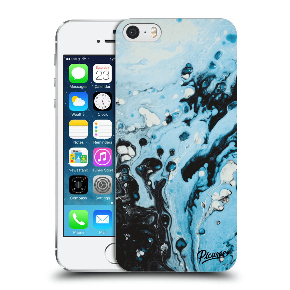 Picasee silikonska prozirna maskica za Apple iPhone 5/5S/SE - Organic blue