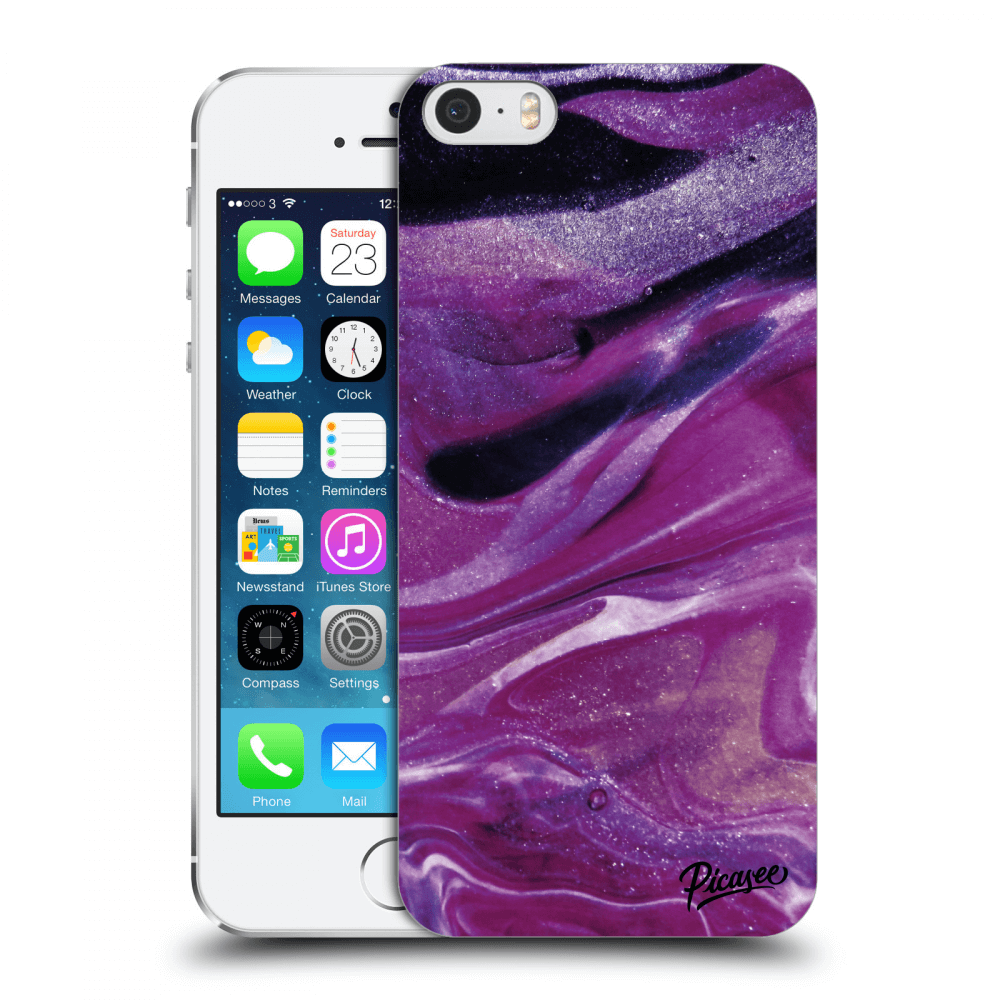 Picasee silikonska prozirna maskica za Apple iPhone 5/5S/SE - Purple glitter