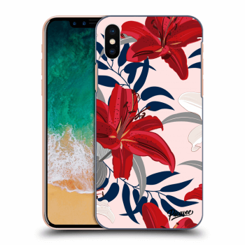 Picasee crna silikonska maskica za Apple iPhone X/XS - Red Lily