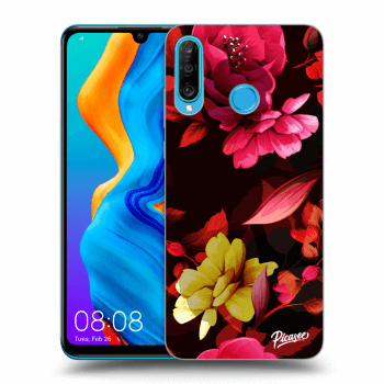 Picasee crna silikonska maskica za Huawei P30 Lite - Dark Peonny