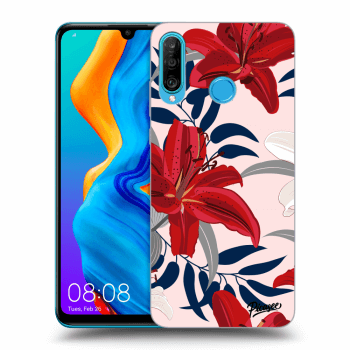 Picasee silikonska prozirna maskica za Huawei P30 Lite - Red Lily