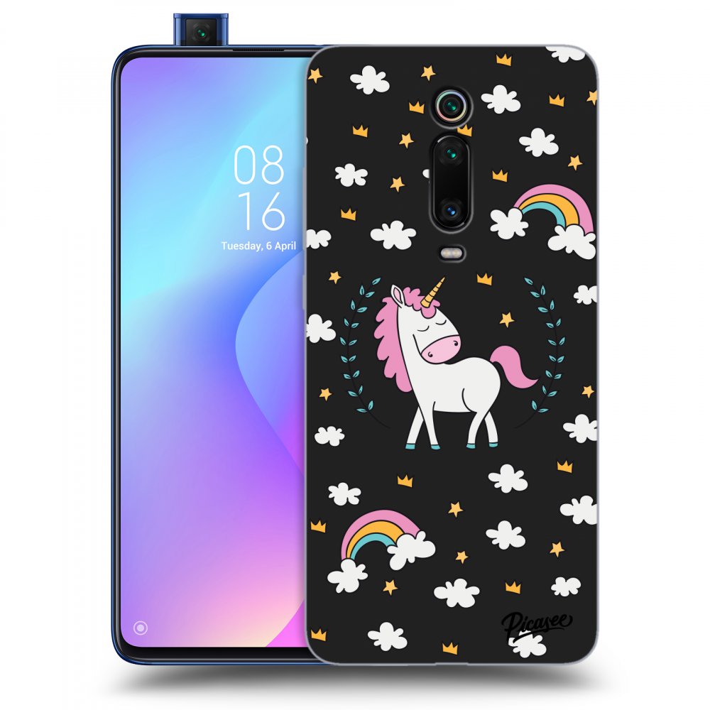 Picasee crna silikonska maskica za Xiaomi Mi 9T (Pro) - Unicorn star heaven