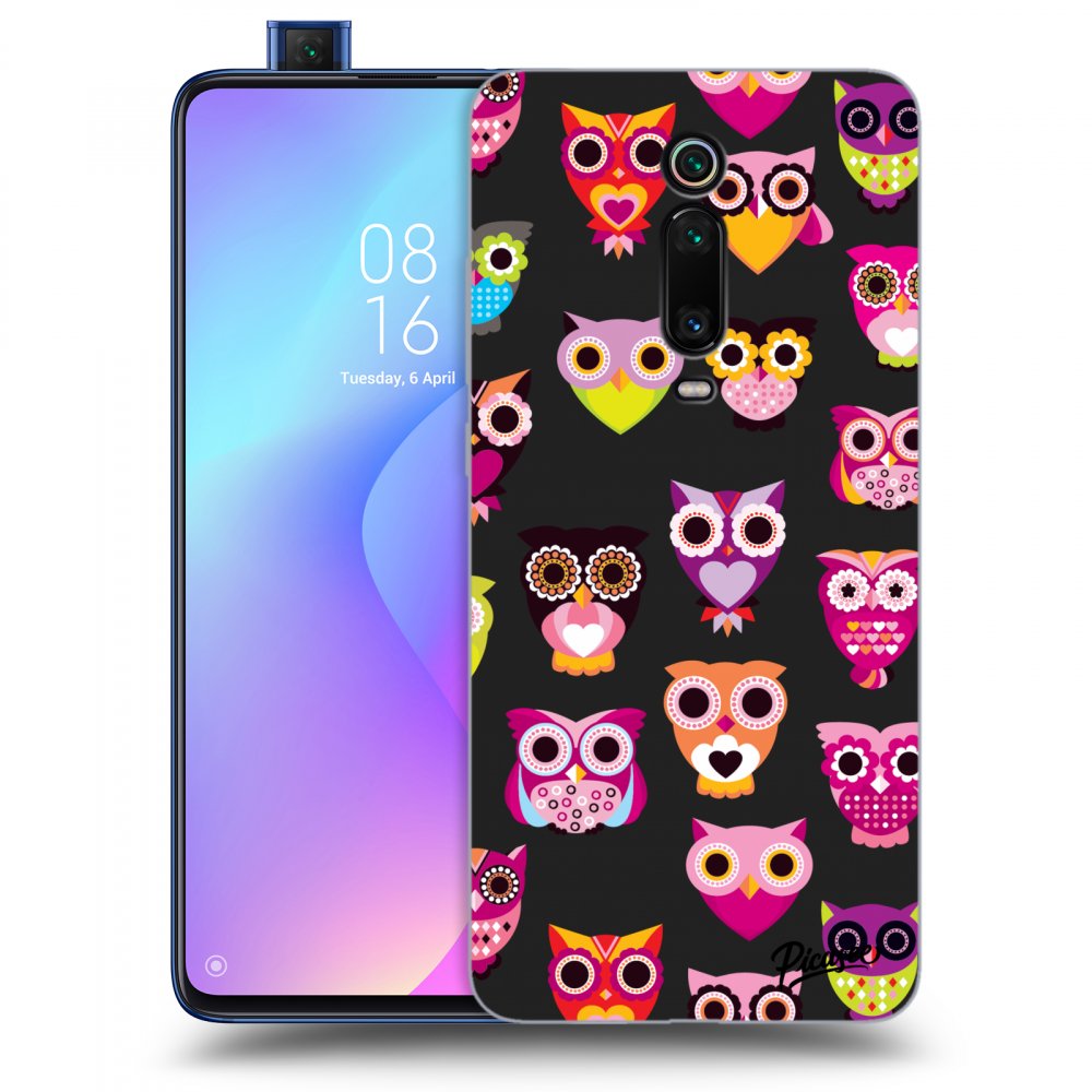 Picasee crna silikonska maskica za Xiaomi Mi 9T (Pro) - Owls