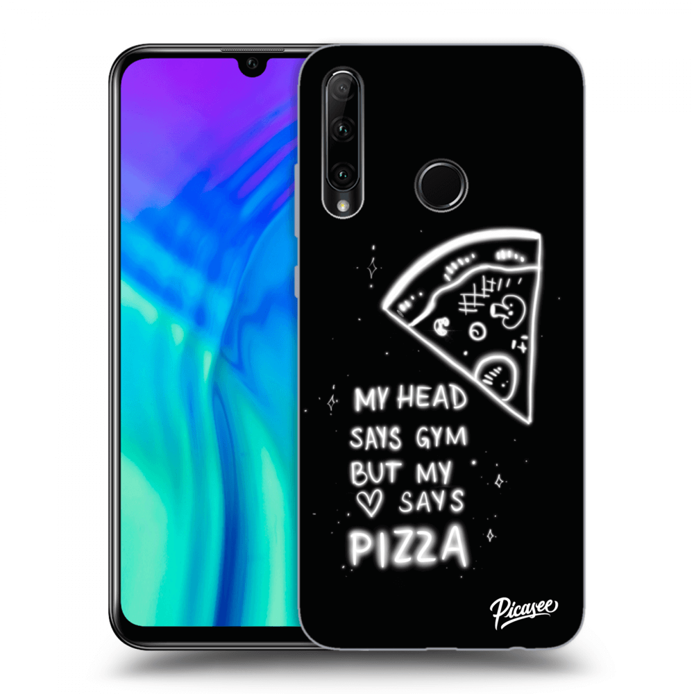 Picasee crna silikonska maskica za Honor 20 Lite - Pizza