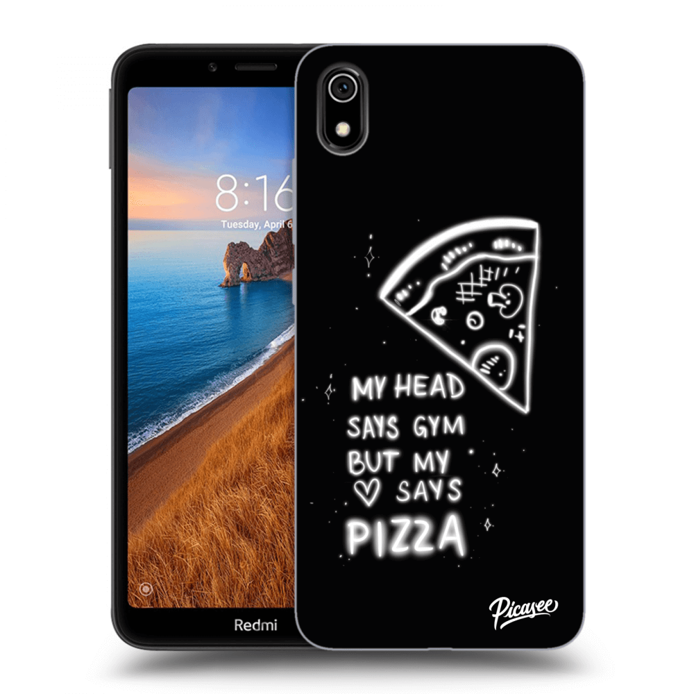 Picasee crna silikonska maskica za Xiaomi Redmi 7A - Pizza