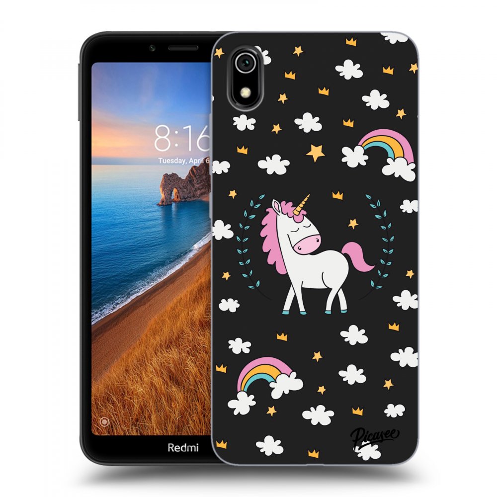 Picasee crna silikonska maskica za Xiaomi Redmi 7A - Unicorn star heaven