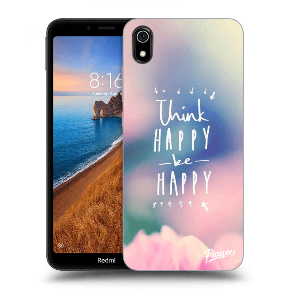Picasee crna silikonska maskica za Xiaomi Redmi 7A - Think happy be happy