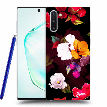 Picasee crna silikonska maskica za Samsung Galaxy Note 10 N970F - Flowers and Berries