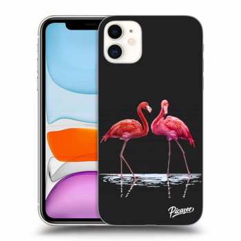 Picasee crna silikonska maskica za Apple iPhone 11 - Flamingos couple