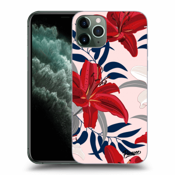 Picasee crna silikonska maskica za Apple iPhone 11 Pro - Red Lily