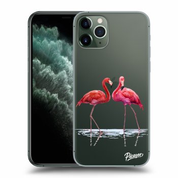 Picasee silikonska prozirna maskica za Apple iPhone 11 Pro - Flamingos couple