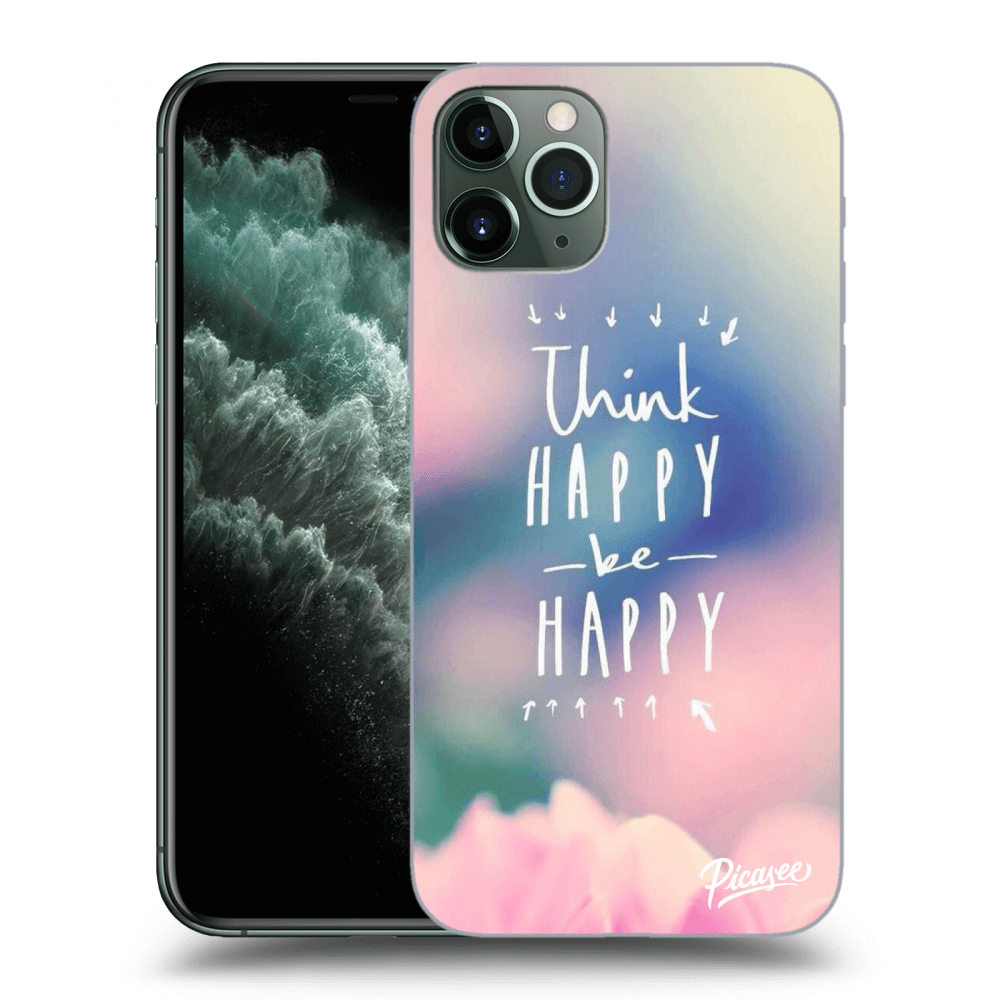 Picasee crna silikonska maskica za Apple iPhone 11 Pro - Think happy be happy