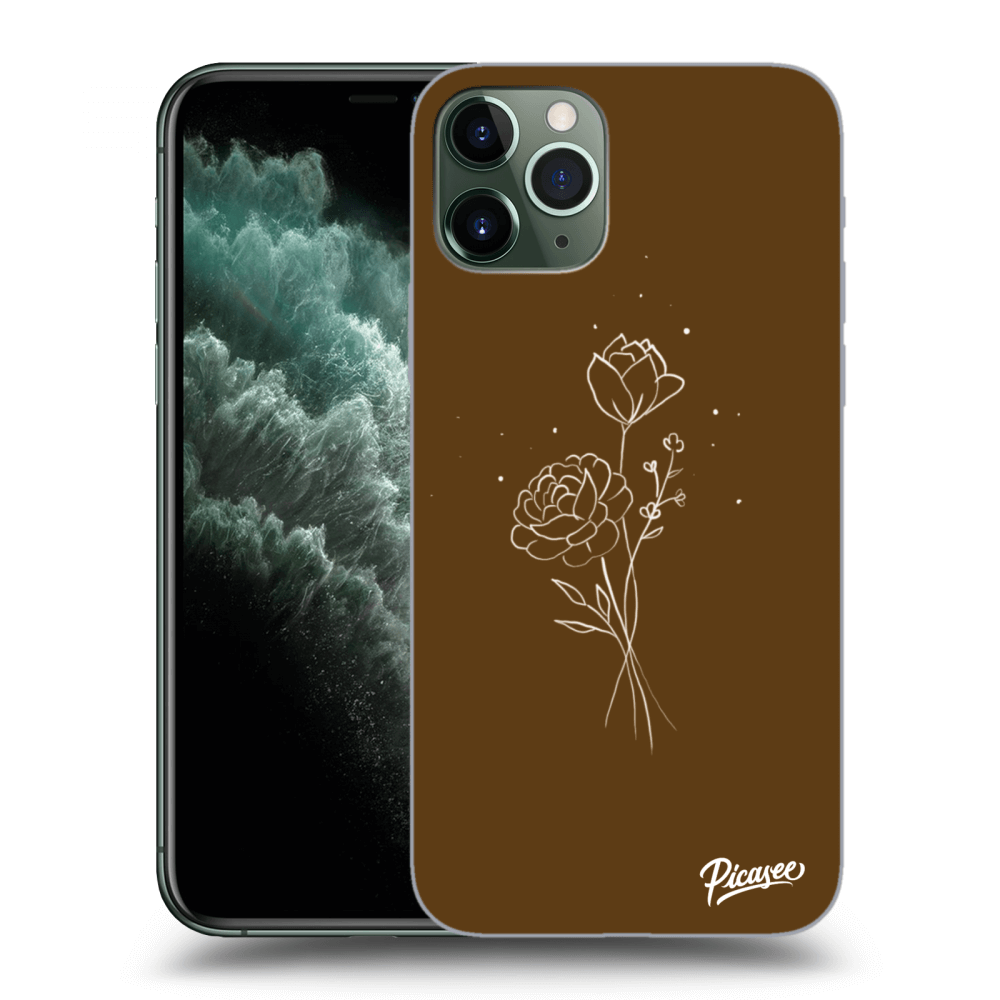 Picasee crna silikonska maskica za Apple iPhone 11 Pro Max - Brown flowers