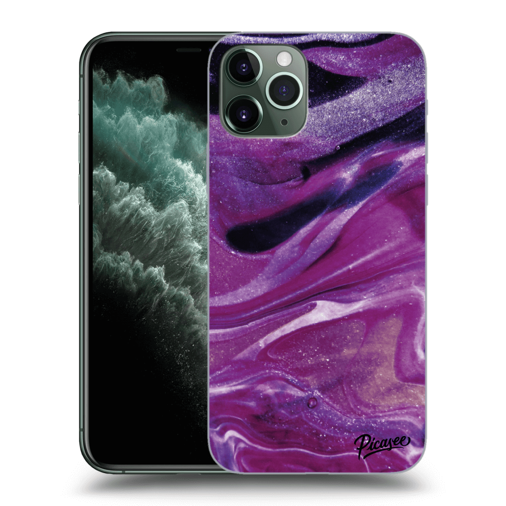 Picasee crna silikonska maskica za Apple iPhone 11 Pro Max - Purple glitter