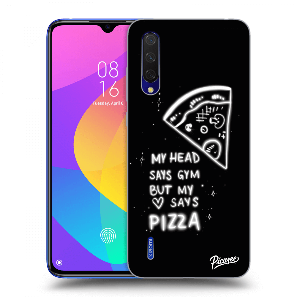 Picasee crna silikonska maskica za Xiaomi Mi 9 Lite - Pizza