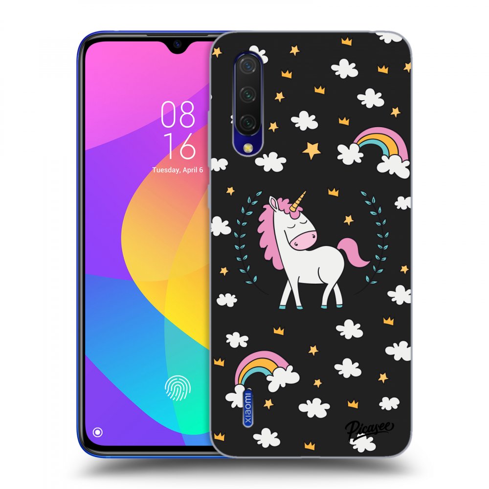 Picasee crna silikonska maskica za Xiaomi Mi 9 Lite - Unicorn star heaven