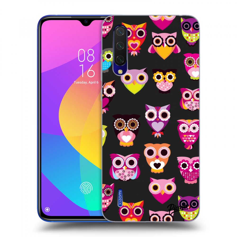 Picasee crna silikonska maskica za Xiaomi Mi 9 Lite - Owls