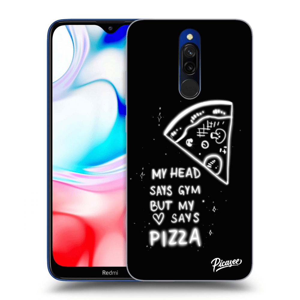 Picasee crna silikonska maskica za Xiaomi Redmi 8 - Pizza