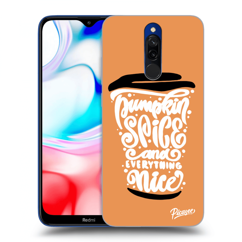 Picasee crna silikonska maskica za Xiaomi Redmi 8 - Pumpkin coffee