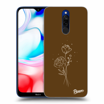 Picasee crna silikonska maskica za Xiaomi Redmi 8 - Brown flowers