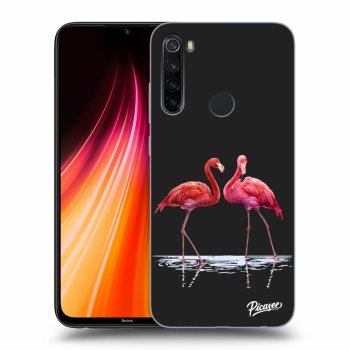 Picasee crna silikonska maskica za Xiaomi Redmi Note 8T - Flamingos couple