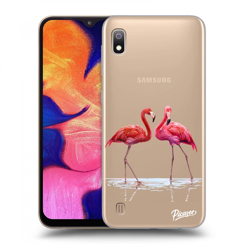 Picasee silikonska prozirna maskica za Samsung Galaxy A10 A105F - Flamingos couple