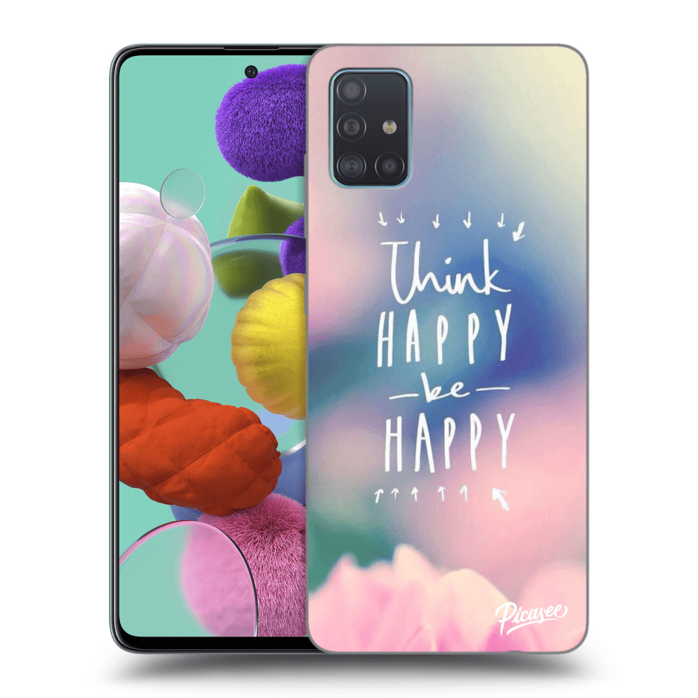 Picasee crna silikonska maskica za Samsung Galaxy A51 A515F - Think happy be happy