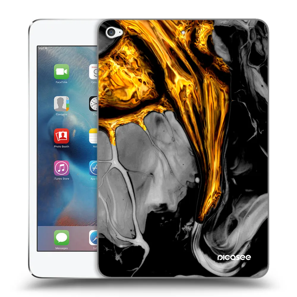 Picasee silikonska prozirna maskica za Apple iPad mini 4 - Black Gold