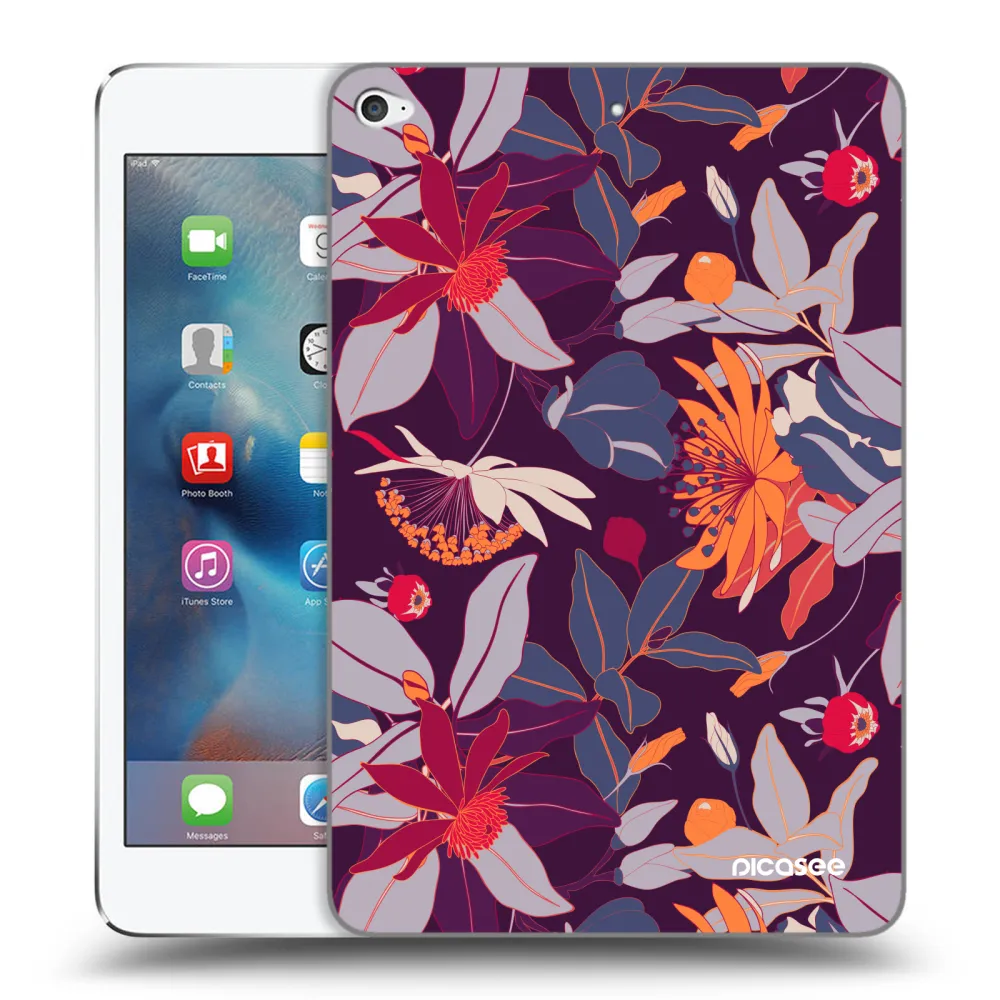 Picasee silikonska prozirna maskica za Apple iPad mini 4 - Purple Leaf