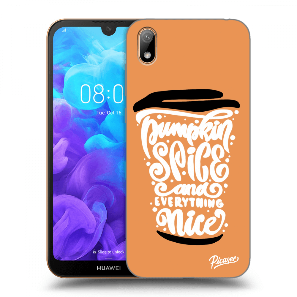 Picasee silikonska prozirna maskica za Huawei Y5 2019 - Pumpkin coffee