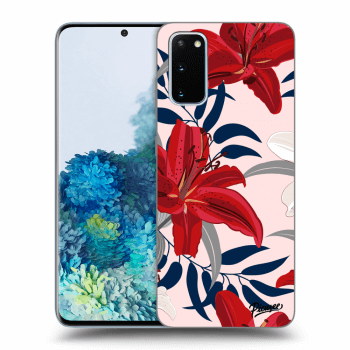 Picasee crna silikonska maskica za Samsung Galaxy S20 G980F - Red Lily