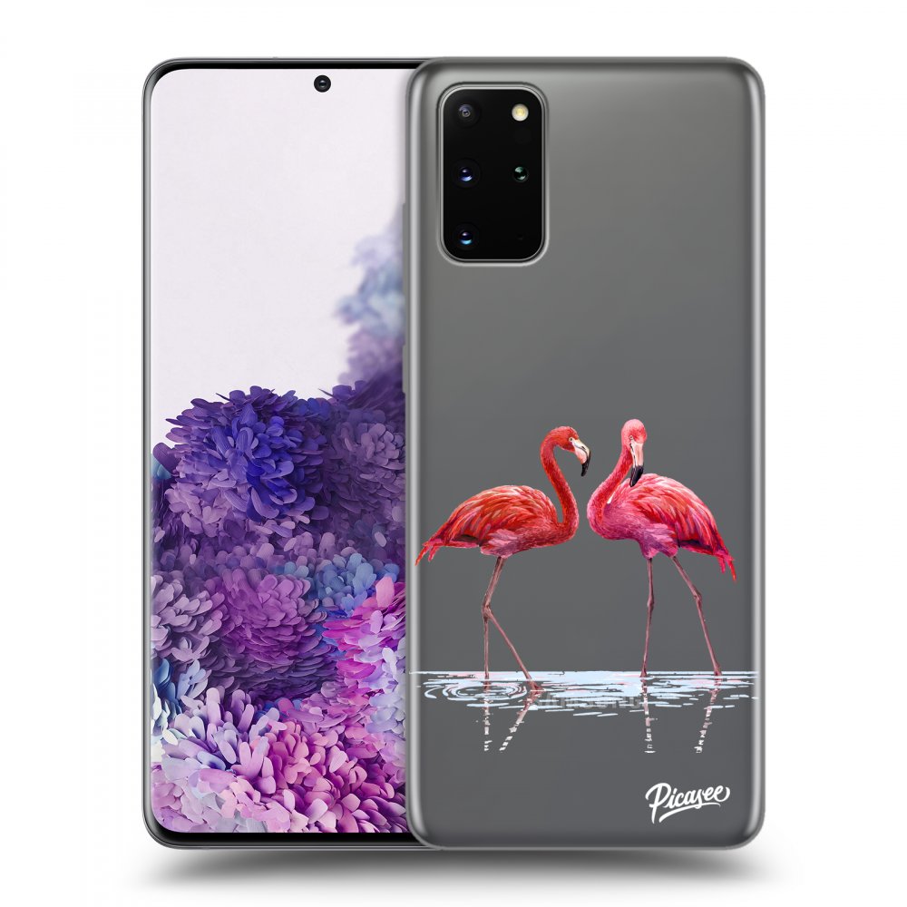 Picasee silikonska prozirna maskica za Samsung Galaxy S20+ G985F - Flamingos couple