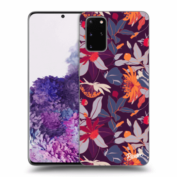 Picasee crna silikonska maskica za Samsung Galaxy S20+ G985F - Purple Leaf