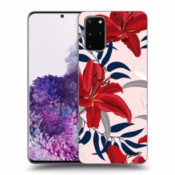 Picasee crna silikonska maskica za Samsung Galaxy S20+ G985F - Red Lily