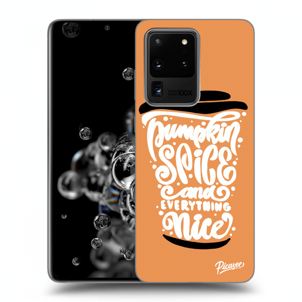 Picasee crna silikonska maskica za Samsung Galaxy S20 Ultra 5G G988F - Pumpkin coffee