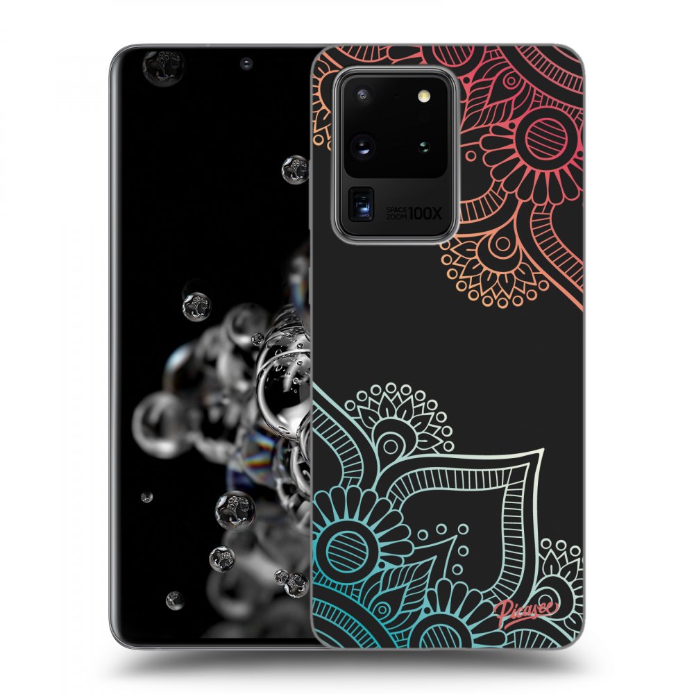 Picasee crna silikonska maskica za Samsung Galaxy S20 Ultra 5G G988F - Flowers pattern