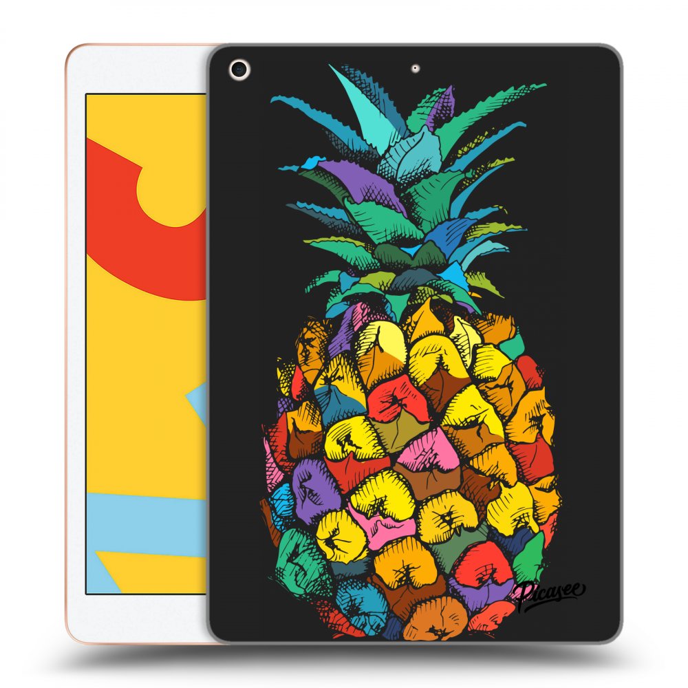 Picasee crna silikonska maskica za Apple iPad 10.2" 2019 (7. gen) - Pineapple
