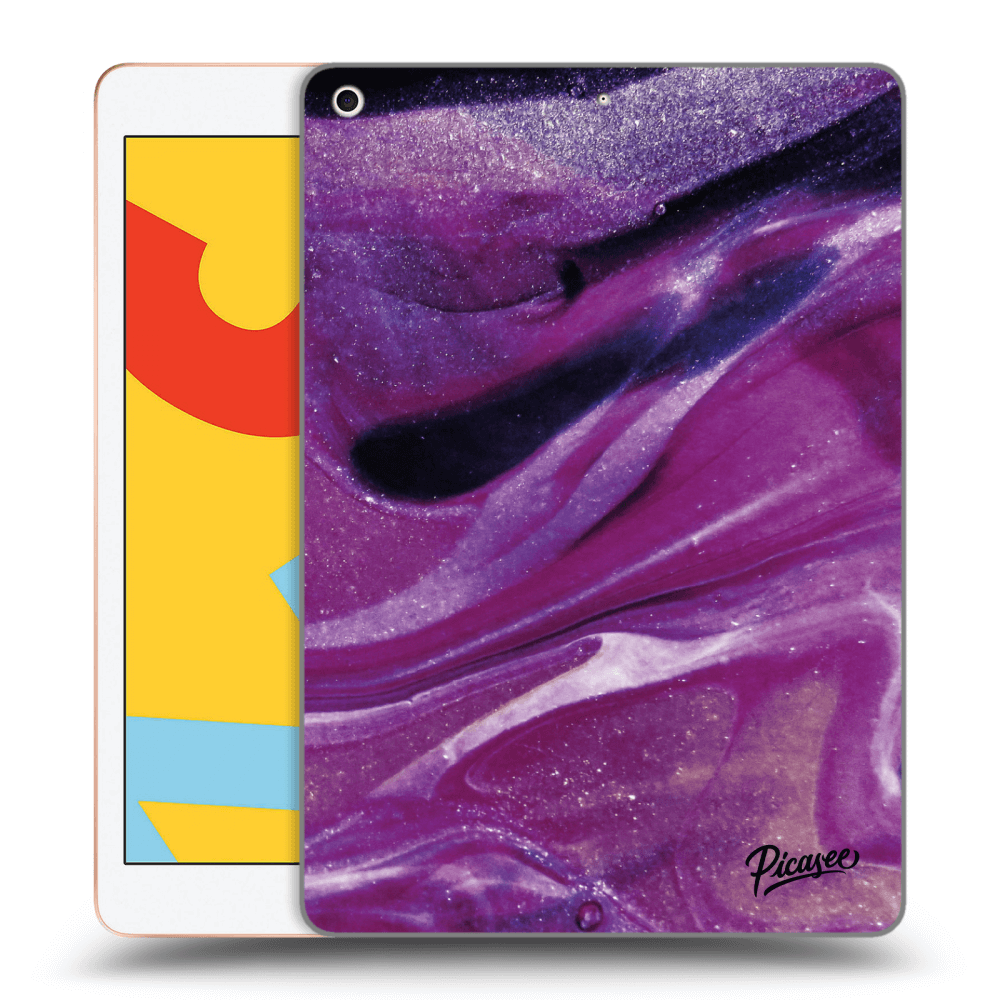 Picasee crna silikonska maskica za Apple iPad 10.2" 2019 (7. gen) - Purple glitter
