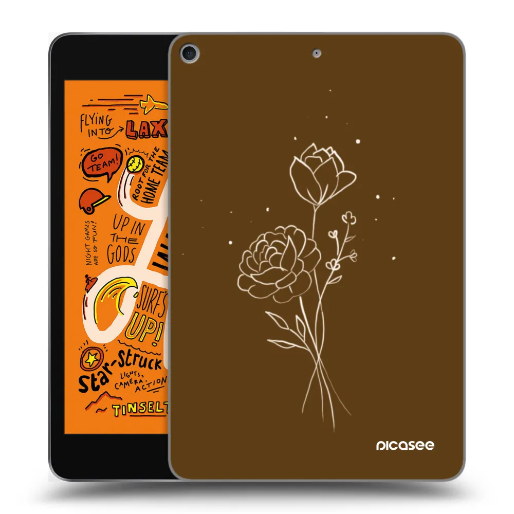 Picasee silikonska prozirna maskica za Apple iPad mini 2019 (5. gen) - Brown flowers