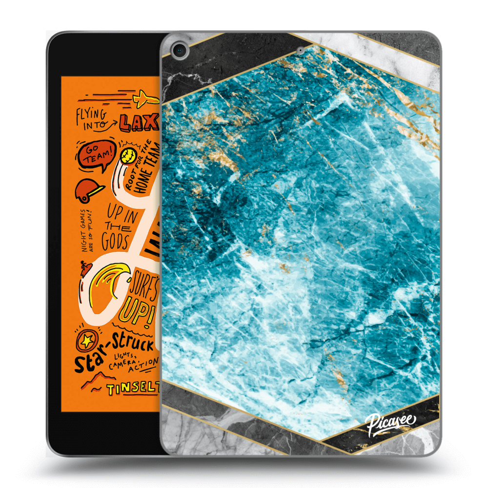Picasee crna silikonska maskica za Apple iPad mini 2019 (5. gen) - Blue geometry
