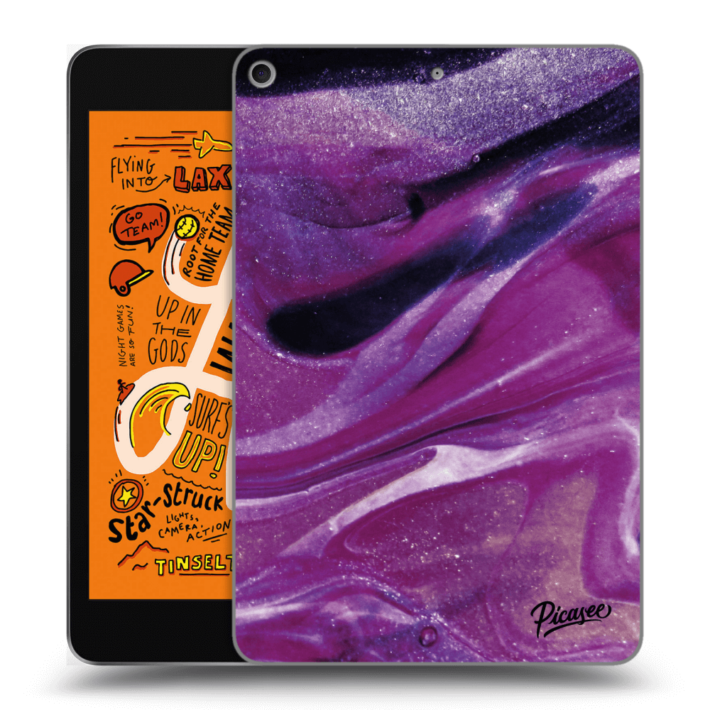 Picasee crna silikonska maskica za Apple iPad mini 2019 (5. gen) - Purple glitter