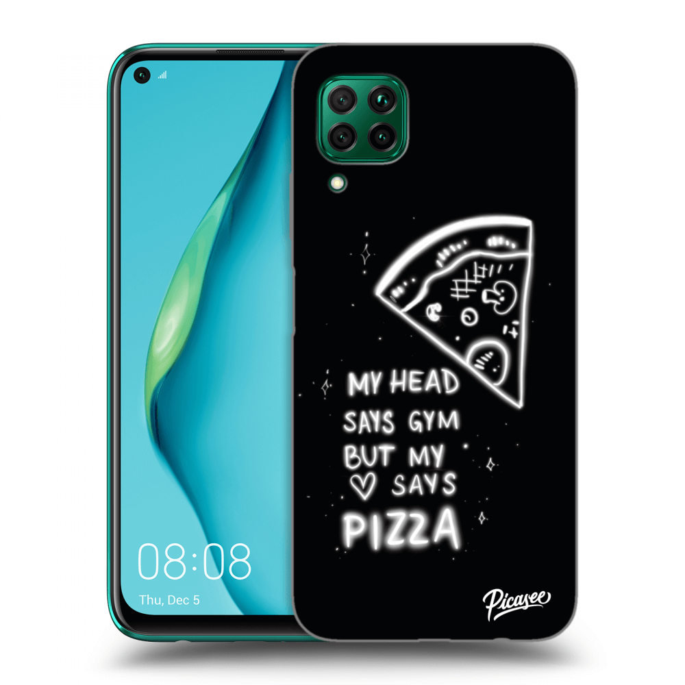 Picasee crna silikonska maskica za Huawei P40 Lite - Pizza