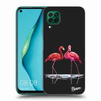 Picasee crna silikonska maskica za Huawei P40 Lite - Flamingos couple