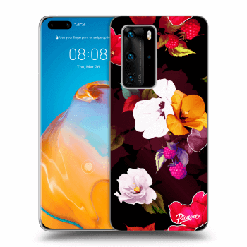 Picasee crna silikonska maskica za Huawei P40 Pro - Flowers and Berries