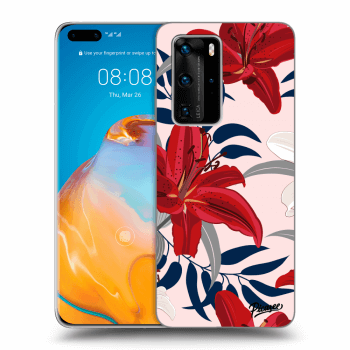 Picasee silikonska prozirna maskica za Huawei P40 Pro - Red Lily