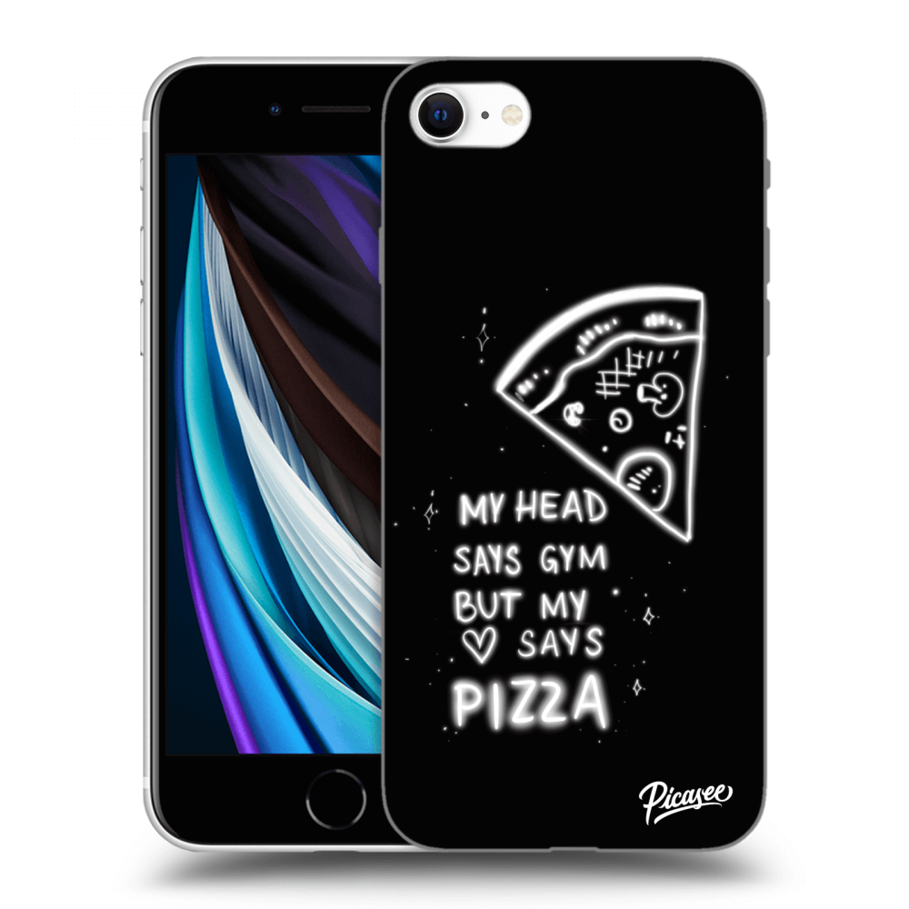 Picasee crna silikonska maskica za Apple iPhone SE 2020 - Pizza