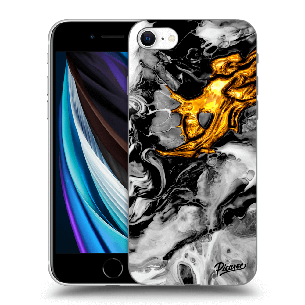 Picasee crna silikonska maskica za Apple iPhone SE 2020 - Black Gold 2