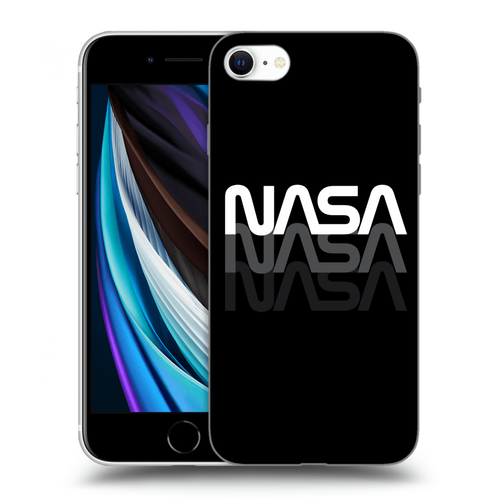 Picasee crna silikonska maskica za Apple iPhone SE 2020 - NASA Triple