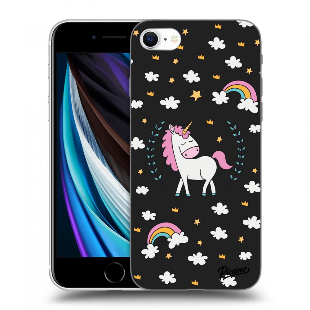 Picasee crna silikonska maskica za Apple iPhone SE 2020 - Unicorn star heaven